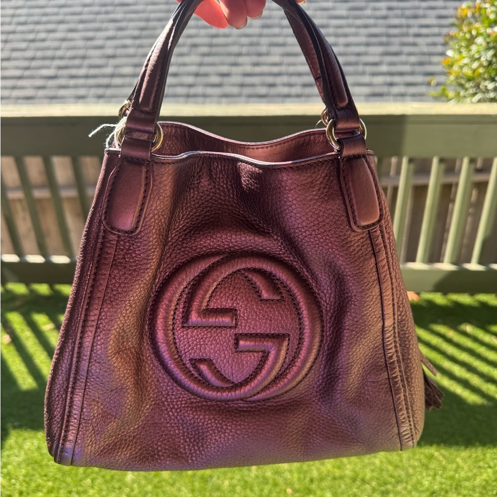 EUC GUCCI Burgundy Leather Tote Bag NO CALLOUTS